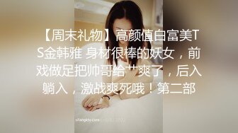 【周末礼物】高颜值白富美TS金韩雅 身材很棒的妖女，前戏做足把帅哥给艹爽了，后入躺入，激战爽死哦！第二部